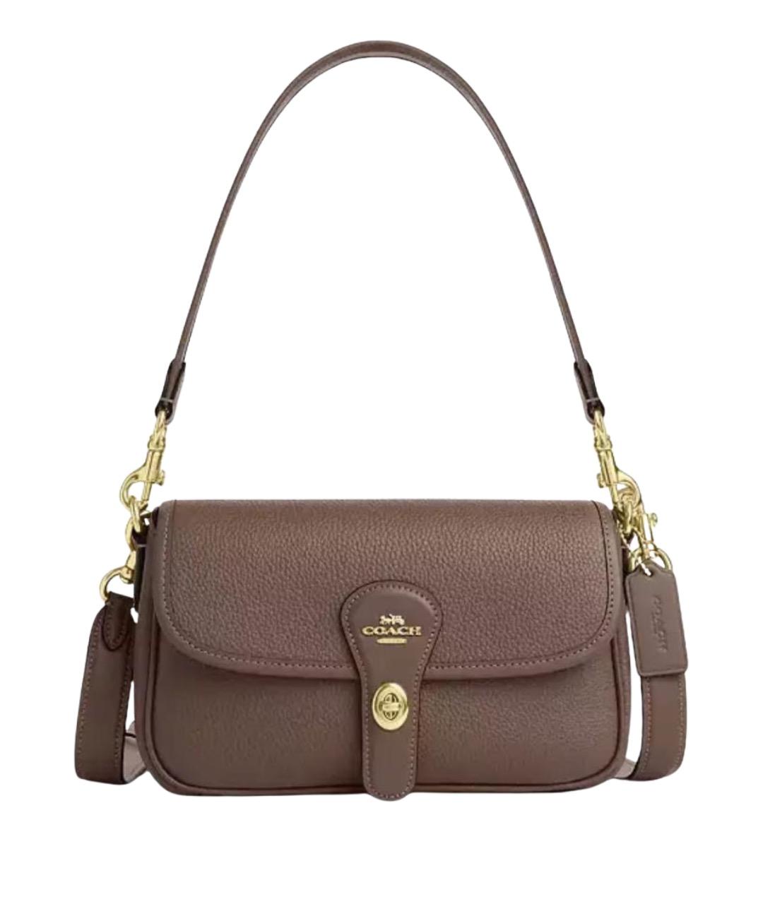 COACH Коричневая кожаная сумка через плечо, фото 1