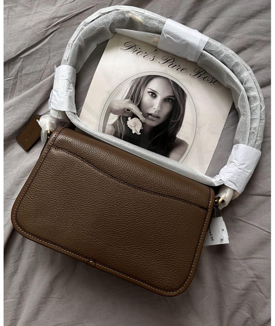 COACH Коричневая кожаная сумка через плечо, фото 3