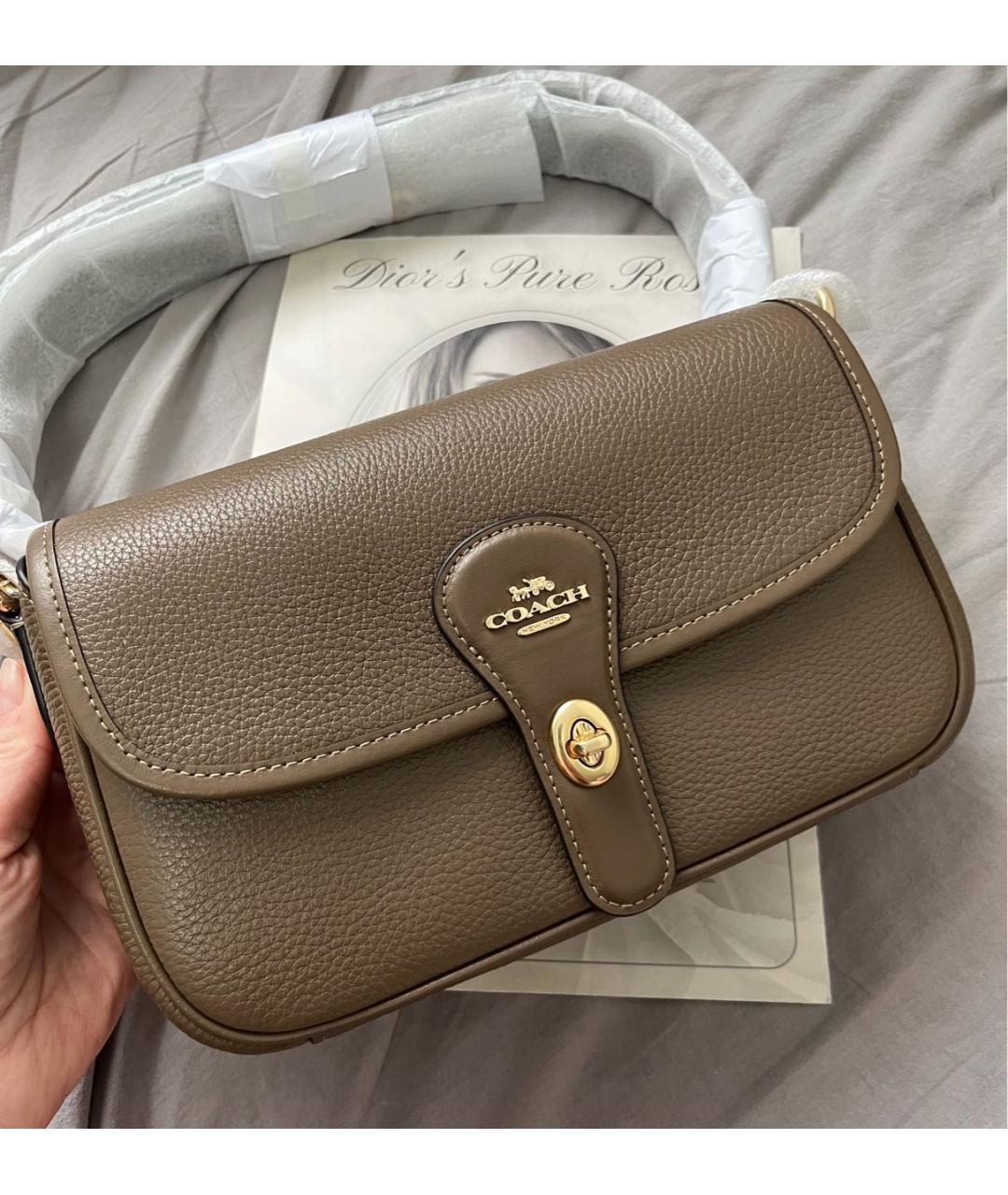 COACH Коричневая кожаная сумка через плечо, фото 6