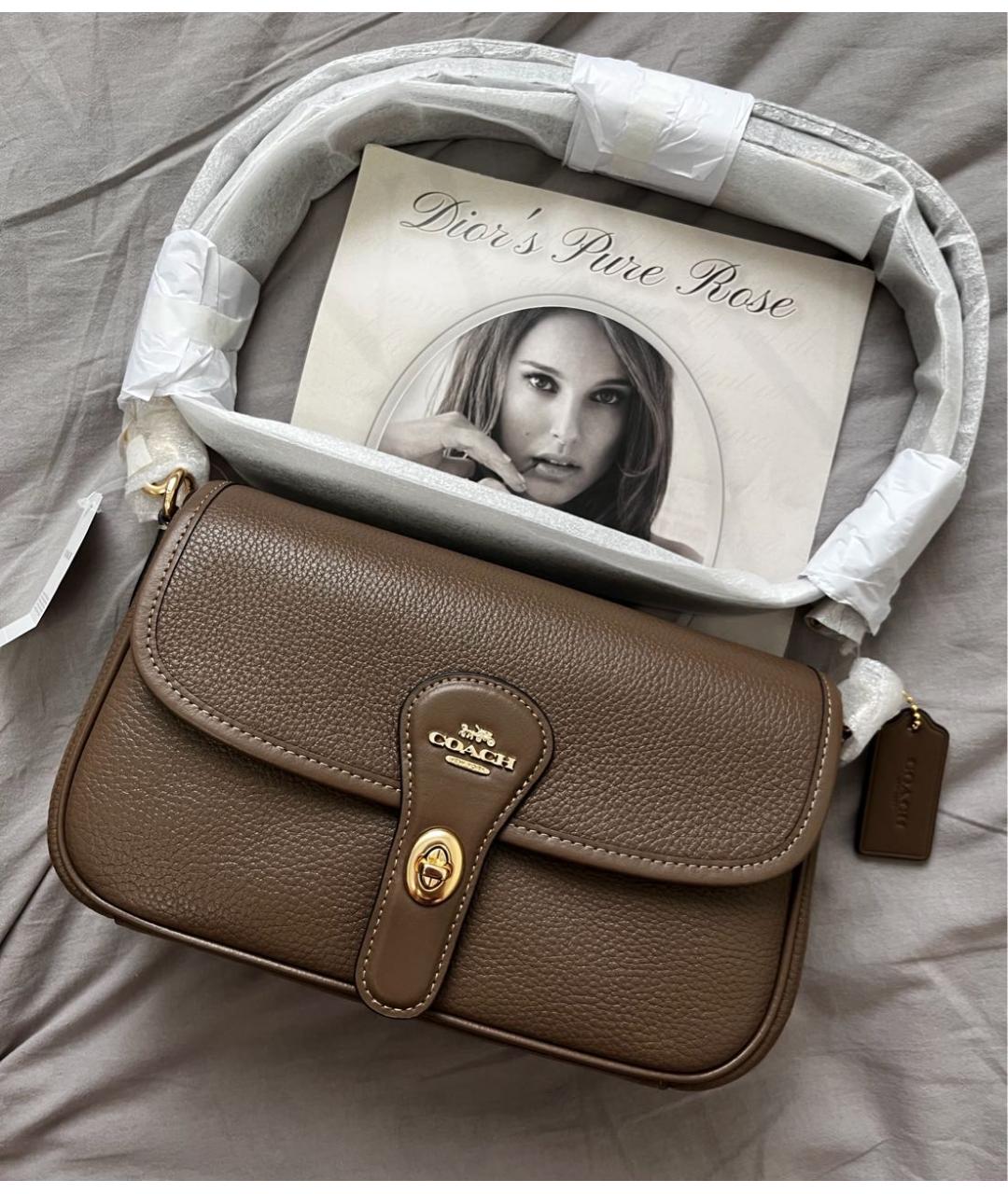 COACH Коричневая кожаная сумка через плечо, фото 2