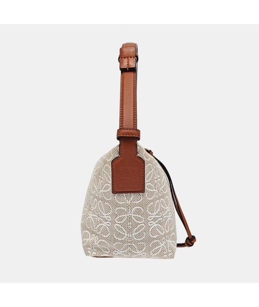 LOEWE Коричневая тканевая сумка с короткими ручками, фото 3