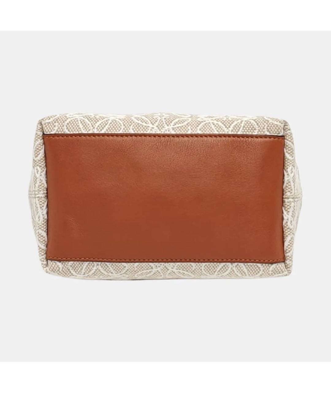 LOEWE Коричневая тканевая сумка с короткими ручками, фото 4