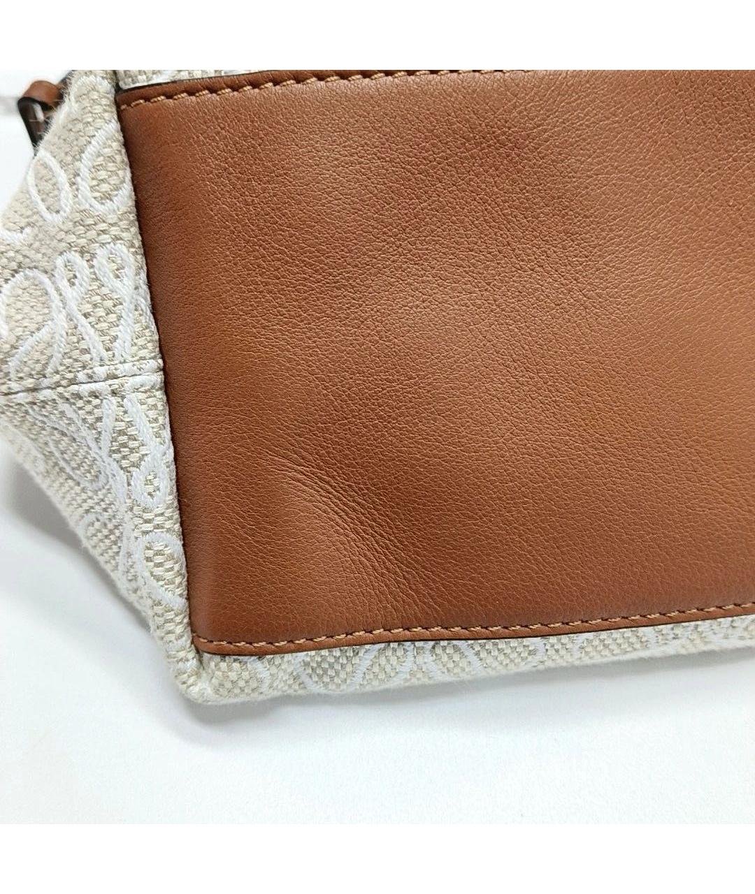 LOEWE Коричневая тканевая сумка с короткими ручками, фото 6