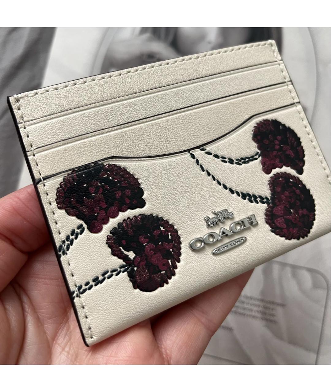 COACH Белый кожаный кардхолдер, фото 3
