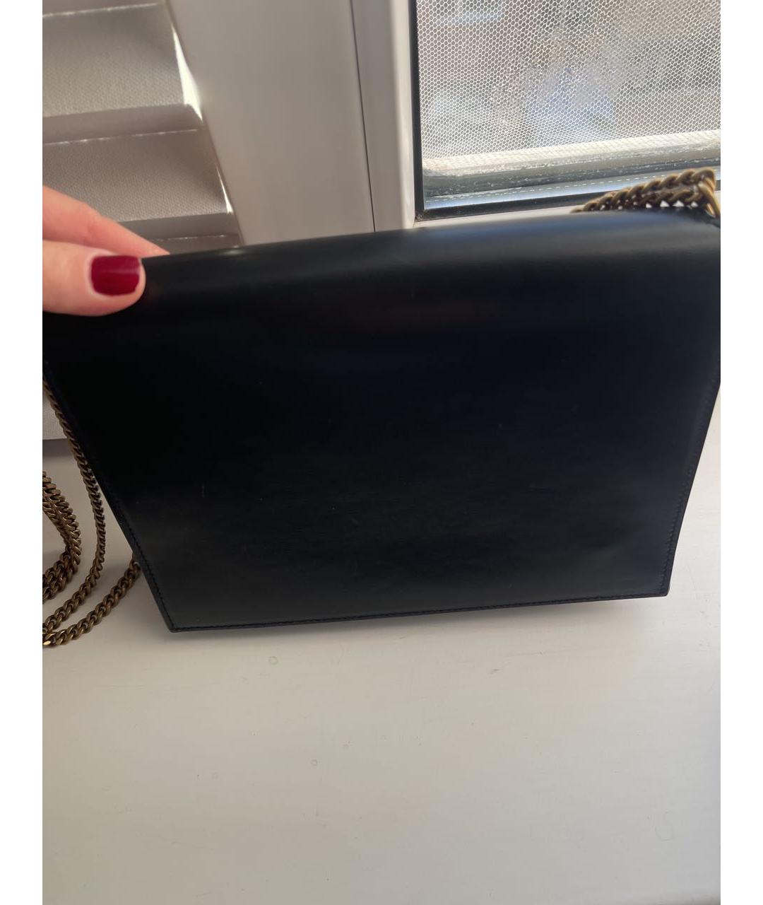 SAINT LAURENT Черная кожаная сумка с короткими ручками, фото 3