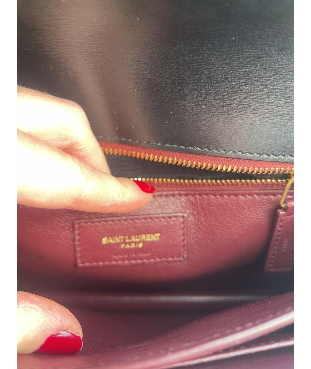 SAINT LAURENT Черная кожаная сумка с короткими ручками, фото 4