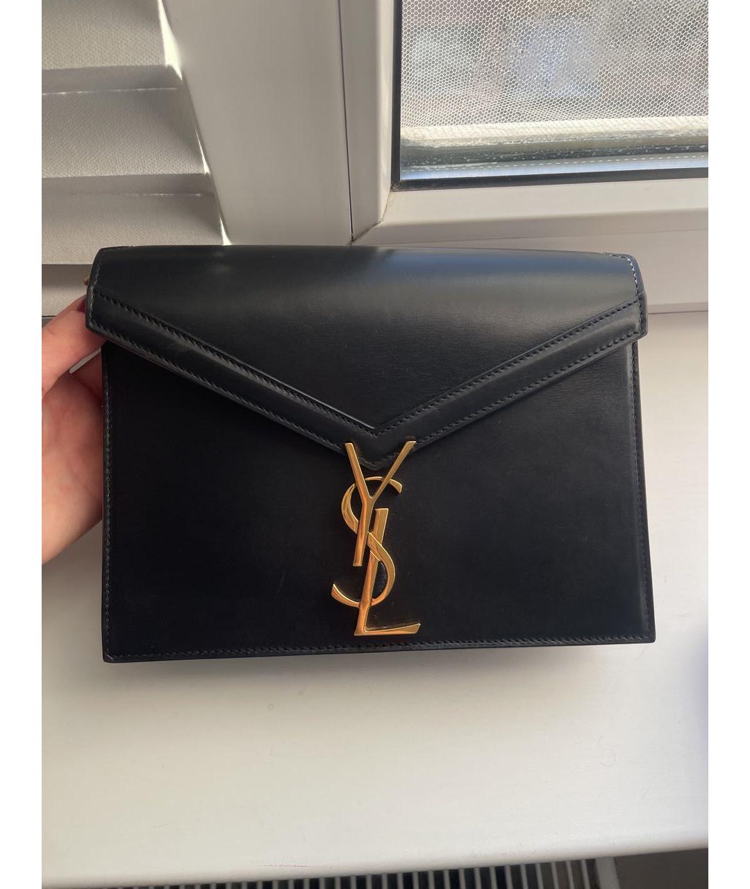 SAINT LAURENT Черная кожаная сумка с короткими ручками, фото 5