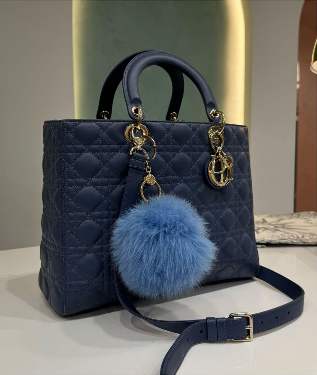 CHRISTIAN DIOR Синяя кожаная сумка через плечо, фото 2