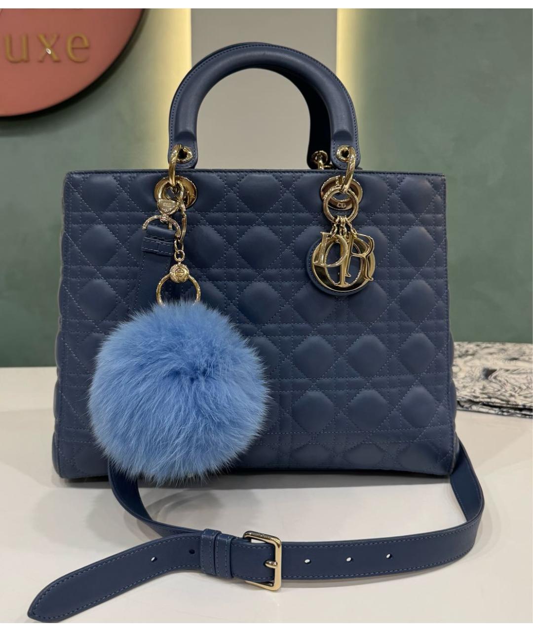 CHRISTIAN DIOR Синяя кожаная сумка через плечо, фото 9