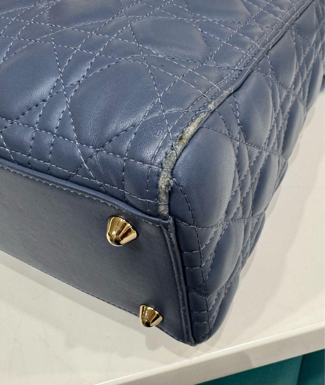 CHRISTIAN DIOR Синяя кожаная сумка через плечо, фото 5