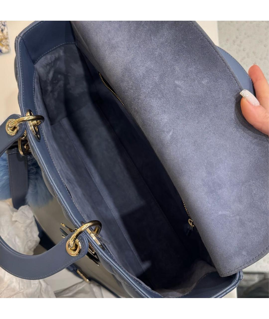CHRISTIAN DIOR Синяя кожаная сумка через плечо, фото 4