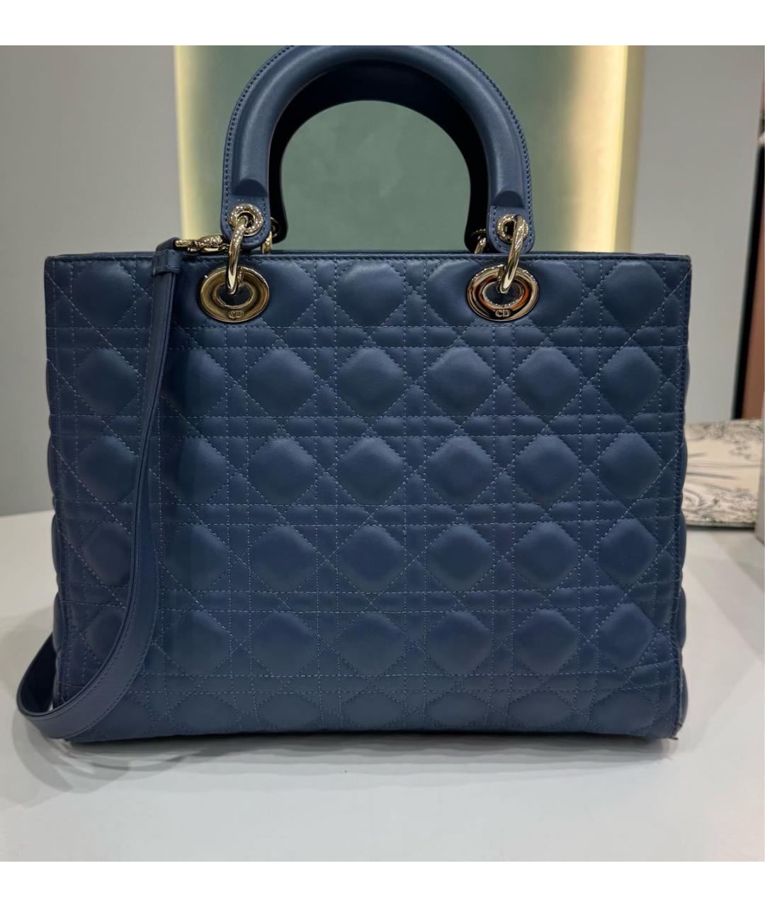 CHRISTIAN DIOR Синяя кожаная сумка через плечо, фото 3