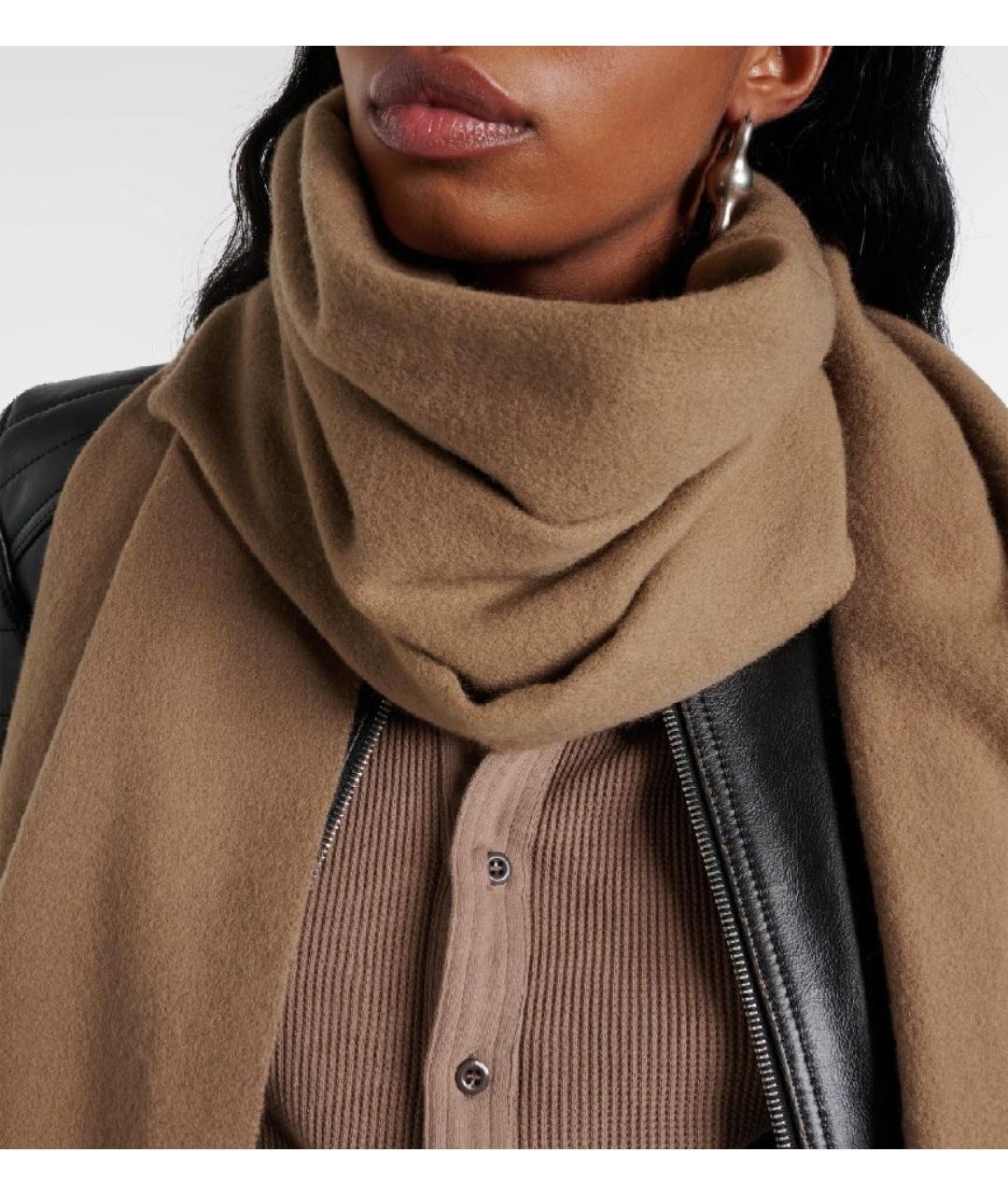 ACNE STUDIOS Коричневый шерстяной шарф, фото 2