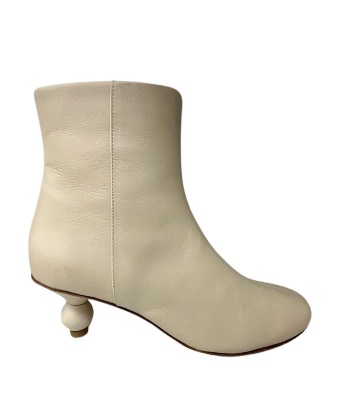 WEEKEND MAX MARA Бежевые кожаные полусапоги, фото 1