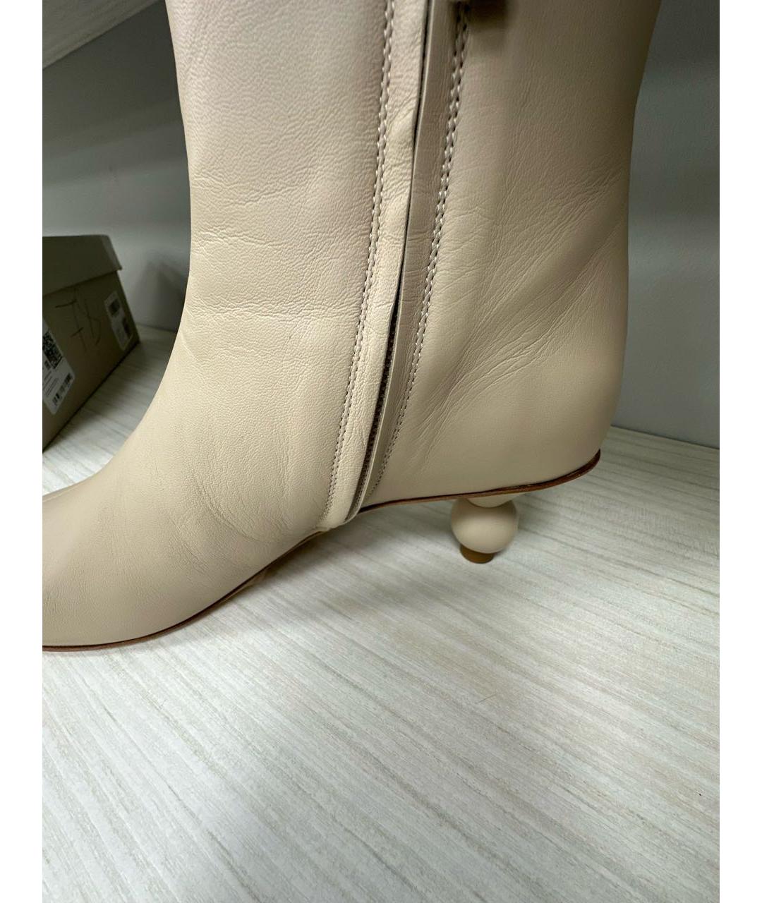 WEEKEND MAX MARA Бежевые кожаные полусапоги, фото 6