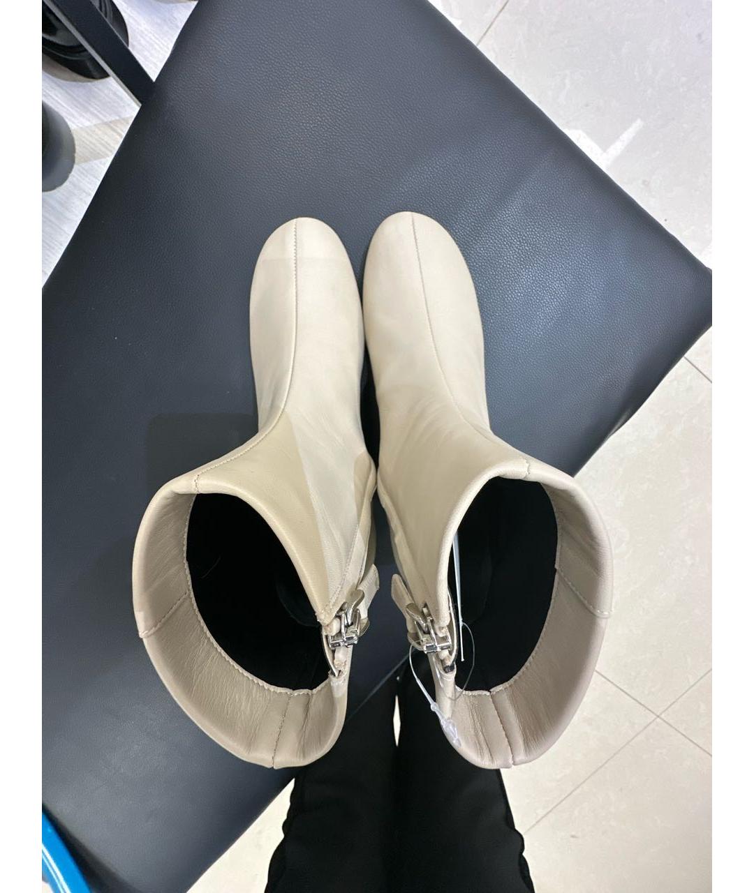 WEEKEND MAX MARA Бежевые кожаные полусапоги, фото 3