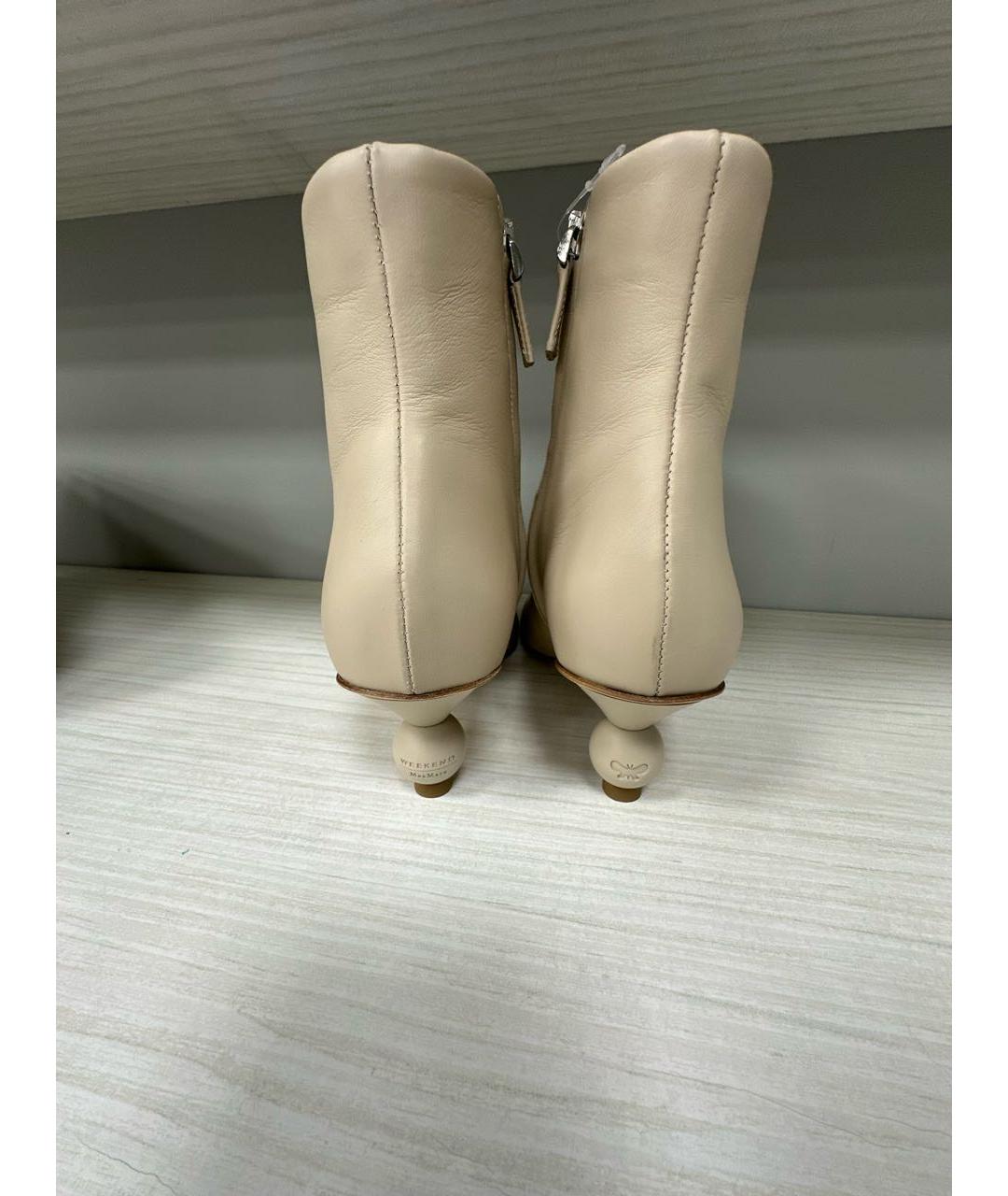 WEEKEND MAX MARA Бежевые кожаные полусапоги, фото 4