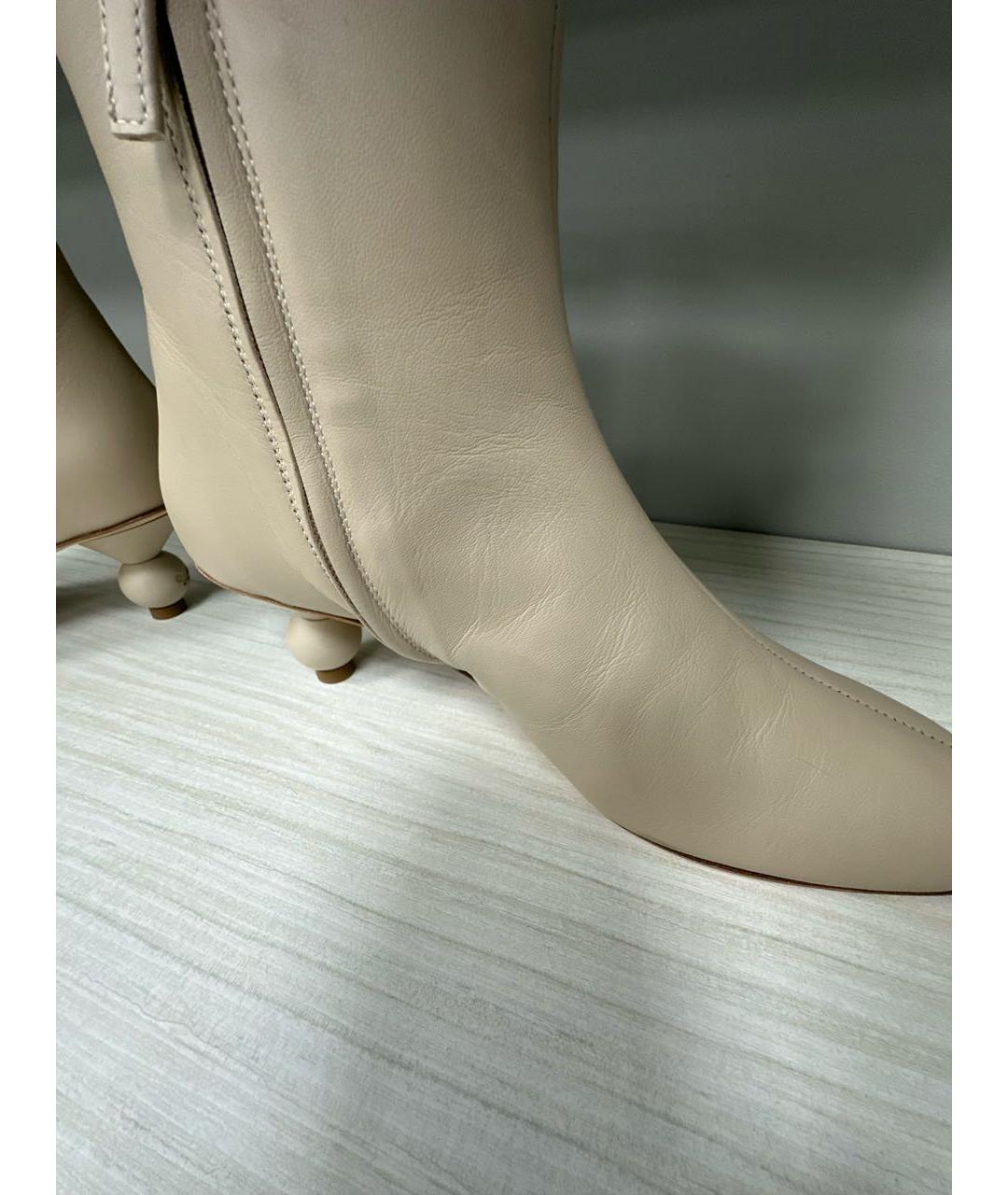 WEEKEND MAX MARA Бежевые кожаные полусапоги, фото 7