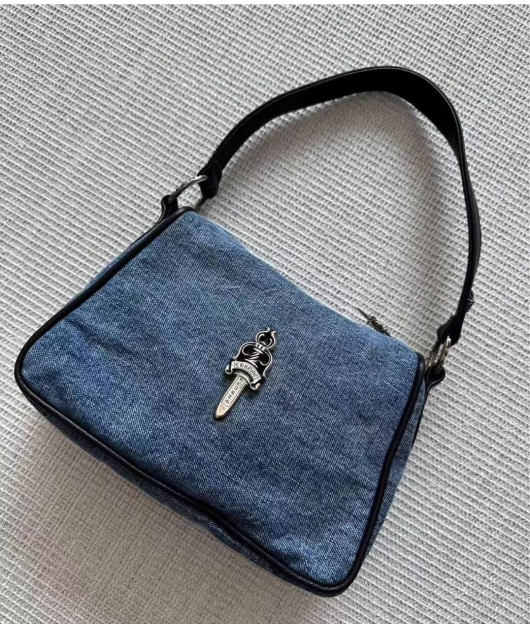 CHROME HEARTS Темно-синяя деним сумка с короткими ручками, фото 3