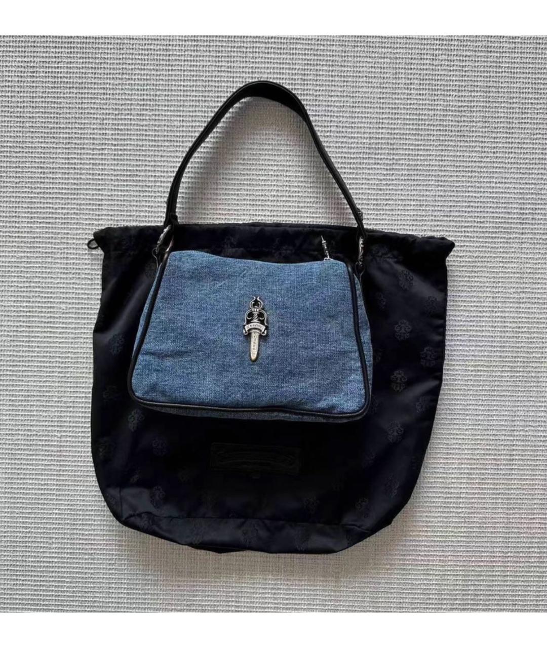 CHROME HEARTS Темно-синяя деним сумка с короткими ручками, фото 4