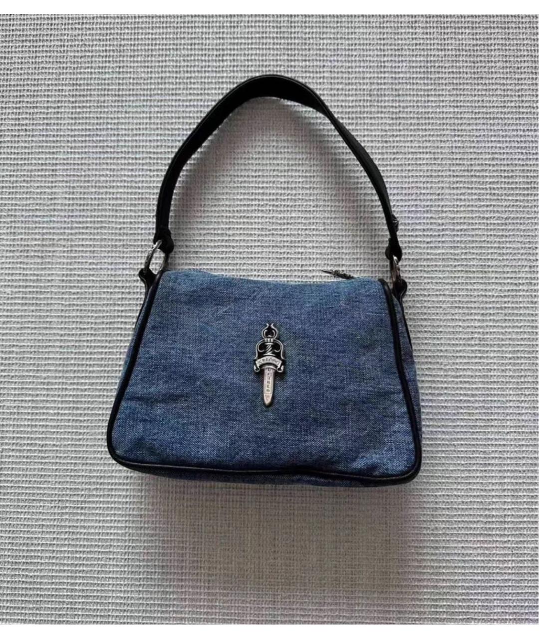 CHROME HEARTS Темно-синяя деним сумка с короткими ручками, фото 5