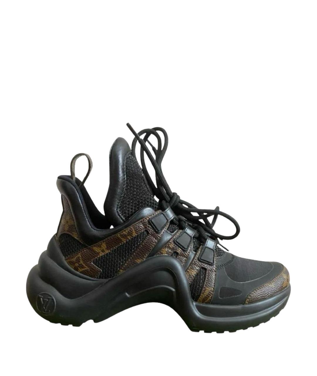 LOUIS VUITTON Коричневые кожаные кроссовки, фото 1