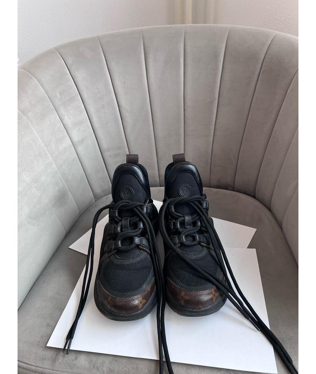 LOUIS VUITTON Коричневые кожаные кроссовки, фото 4