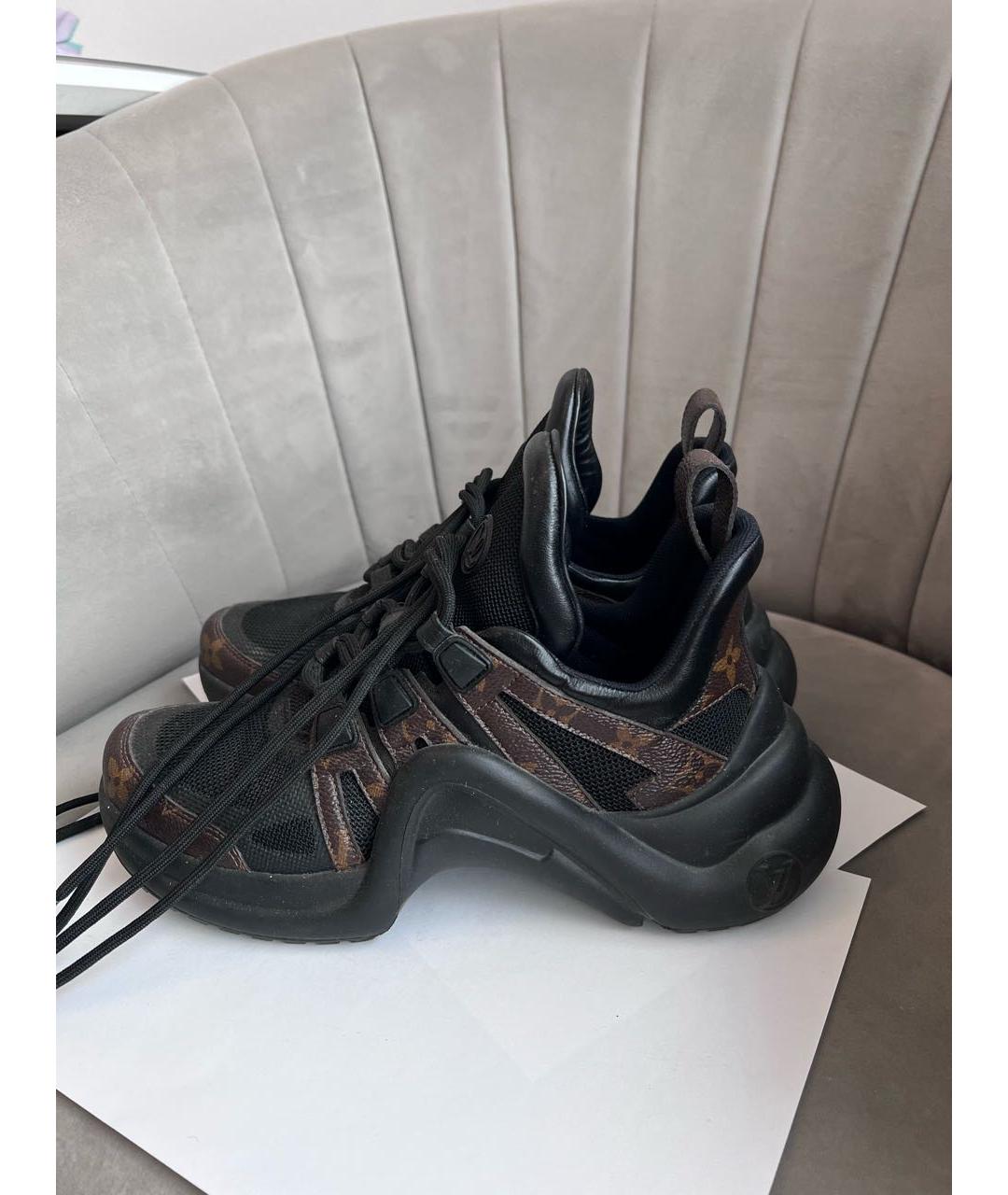 LOUIS VUITTON Коричневые кожаные кроссовки, фото 3