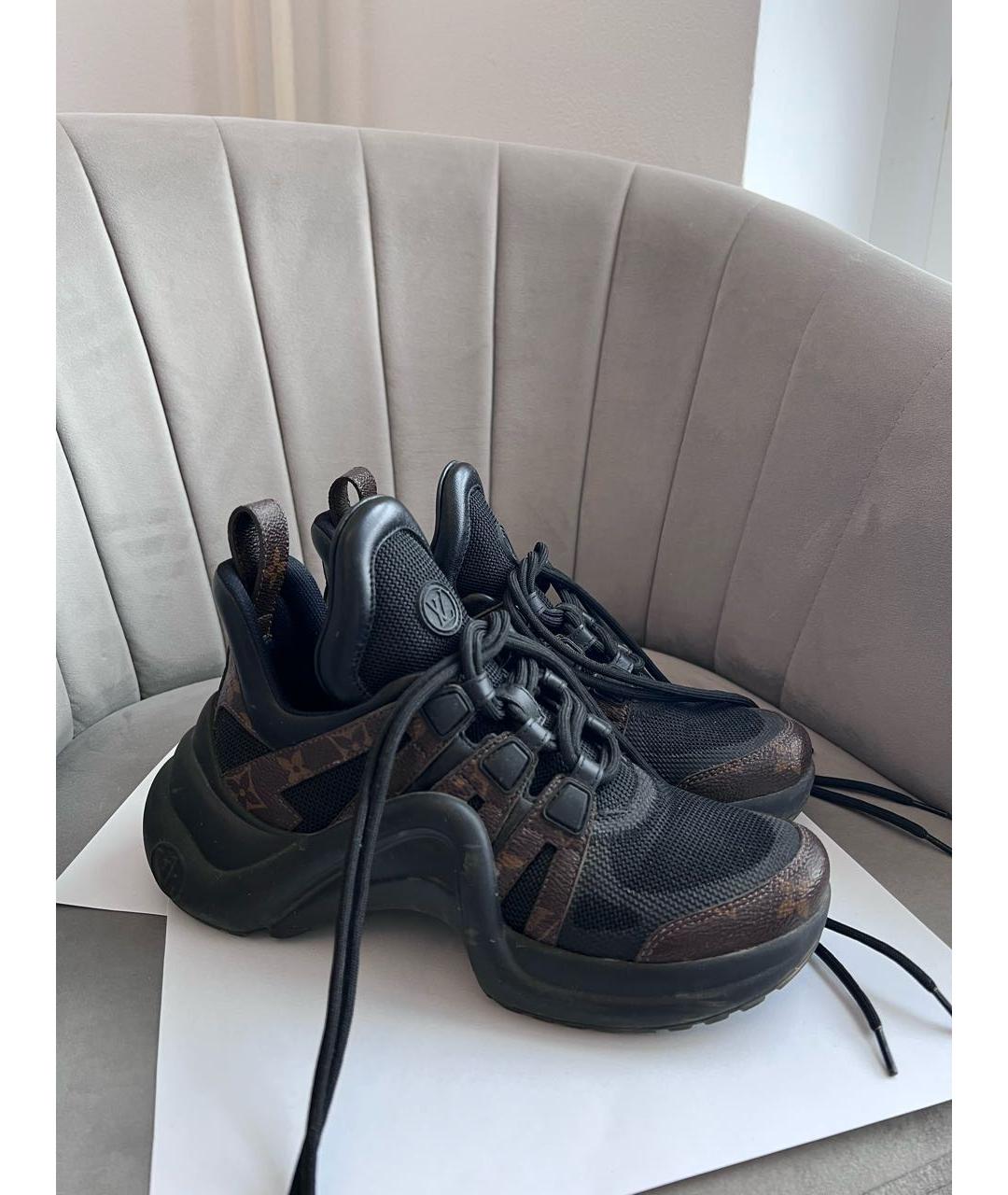 LOUIS VUITTON Коричневые кожаные кроссовки, фото 2