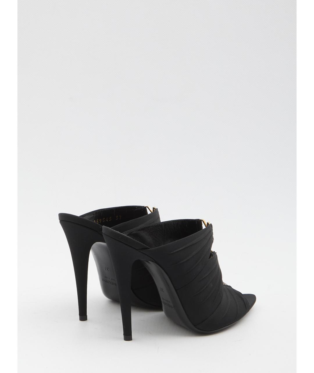 SAINT LAURENT Черные текстильные мюли, фото 3