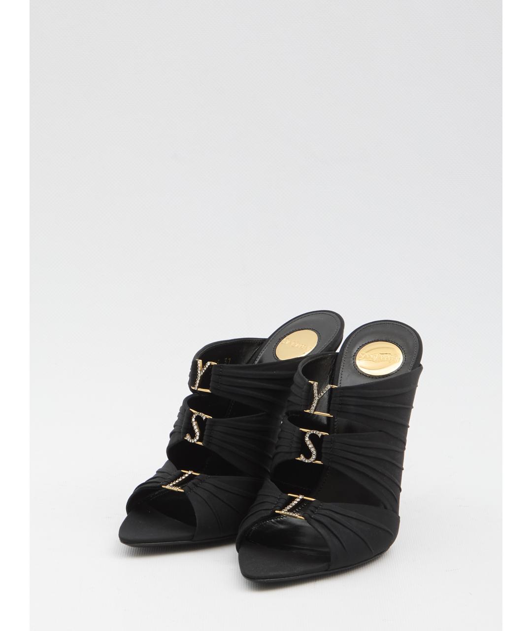 SAINT LAURENT Черные текстильные мюли, фото 2