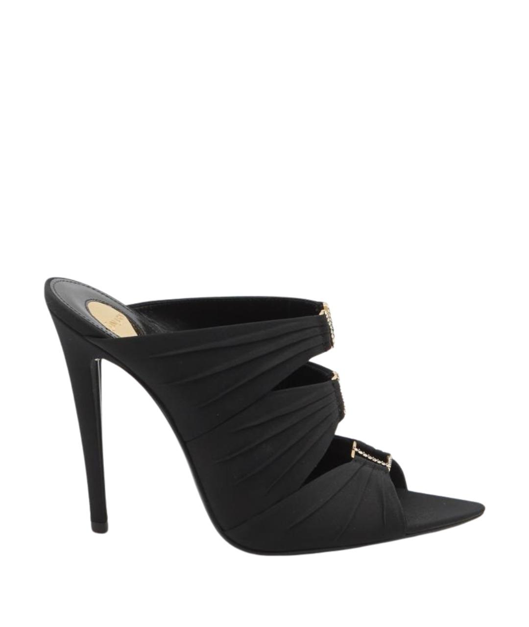 SAINT LAURENT Черные текстильные мюли, фото 1