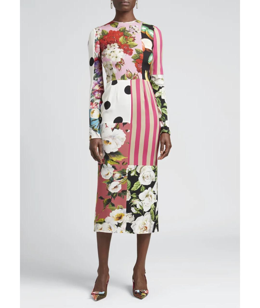 DOLCE&GABBANA Мульти шелковое коктейльное платье, фото 4