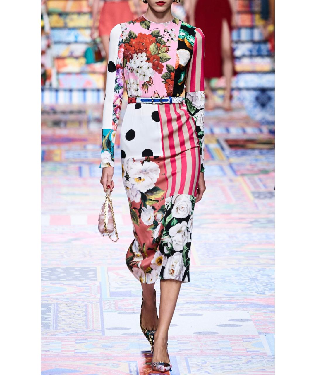 DOLCE&GABBANA Мульти шелковое коктейльное платье, фото 5