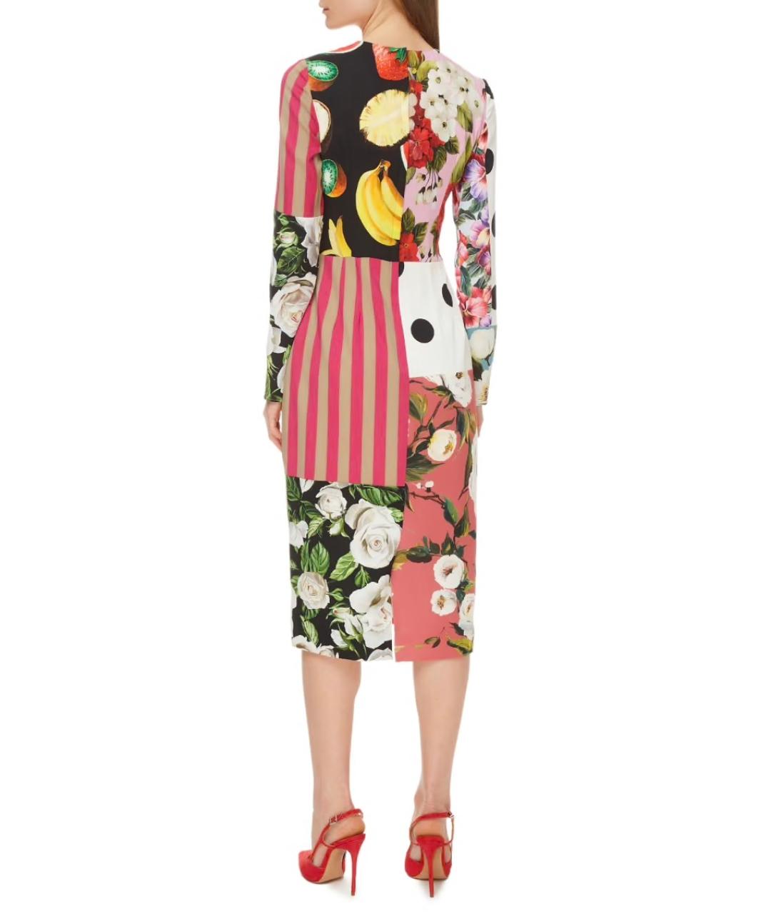 DOLCE&GABBANA Мульти шелковое коктейльное платье, фото 3