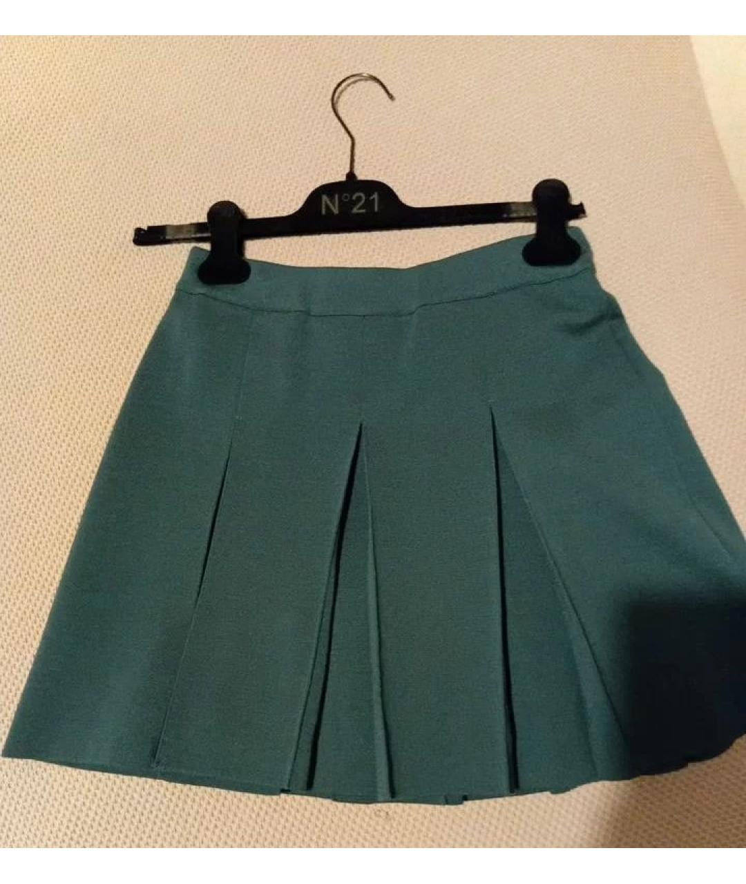 MRZ Бирюзовая шерстяная юбка мини, фото 2