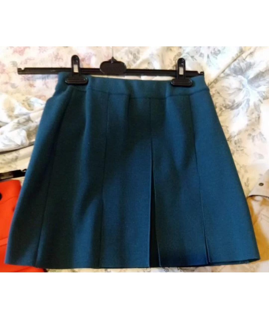 MRZ Бирюзовая шерстяная юбка мини, фото 5