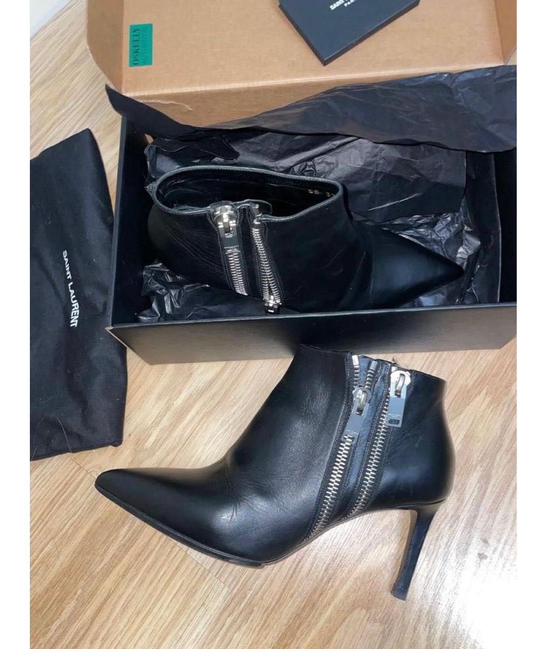 SAINT LAURENT Черные кожаные ботильоны, фото 3