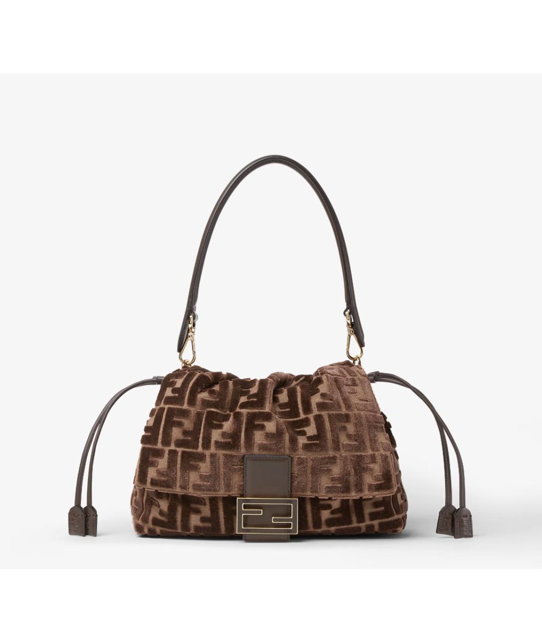 FENDI Коричневая тканевая сумка через плечо, фото 7