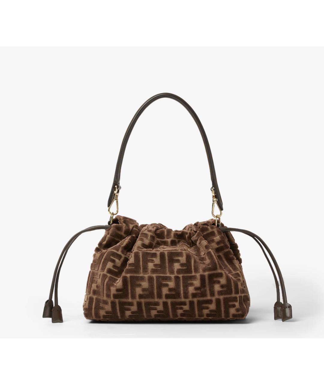 FENDI Коричневая тканевая сумка через плечо, фото 4