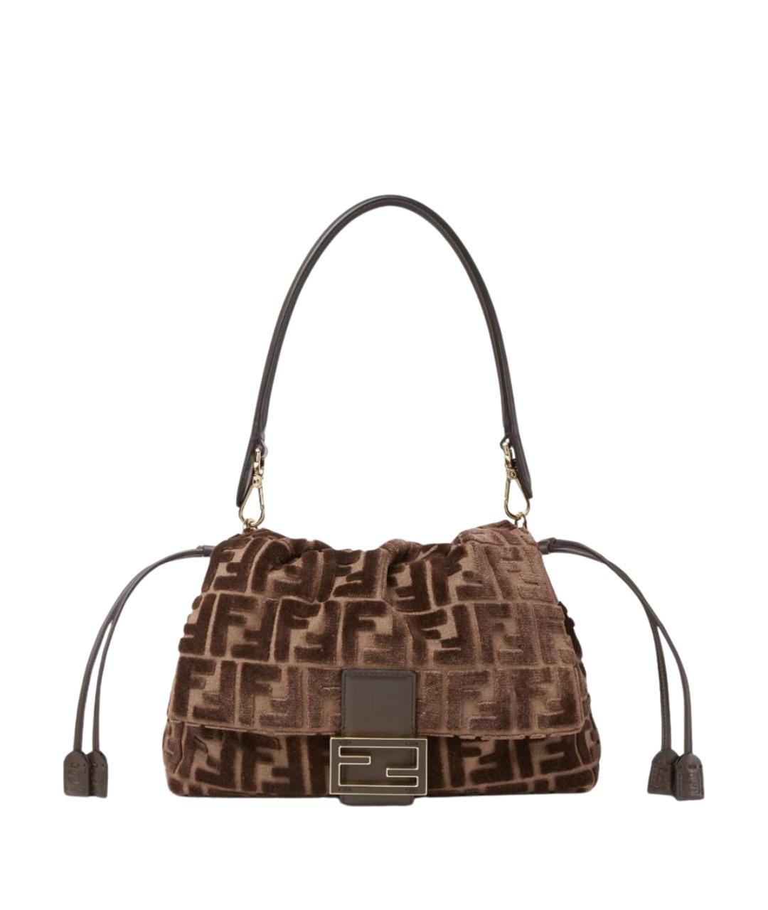 FENDI Коричневая тканевая сумка через плечо, фото 1