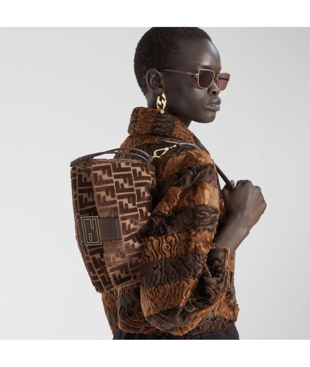 FENDI Коричневая тканевая сумка через плечо, фото 2