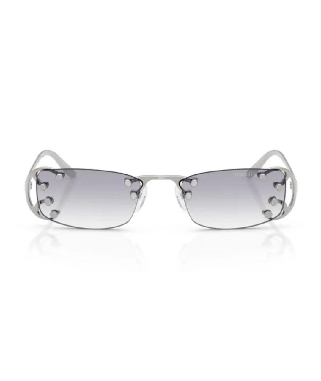 PRADA Серебряные металлические солнцезащитные очки, фото 2