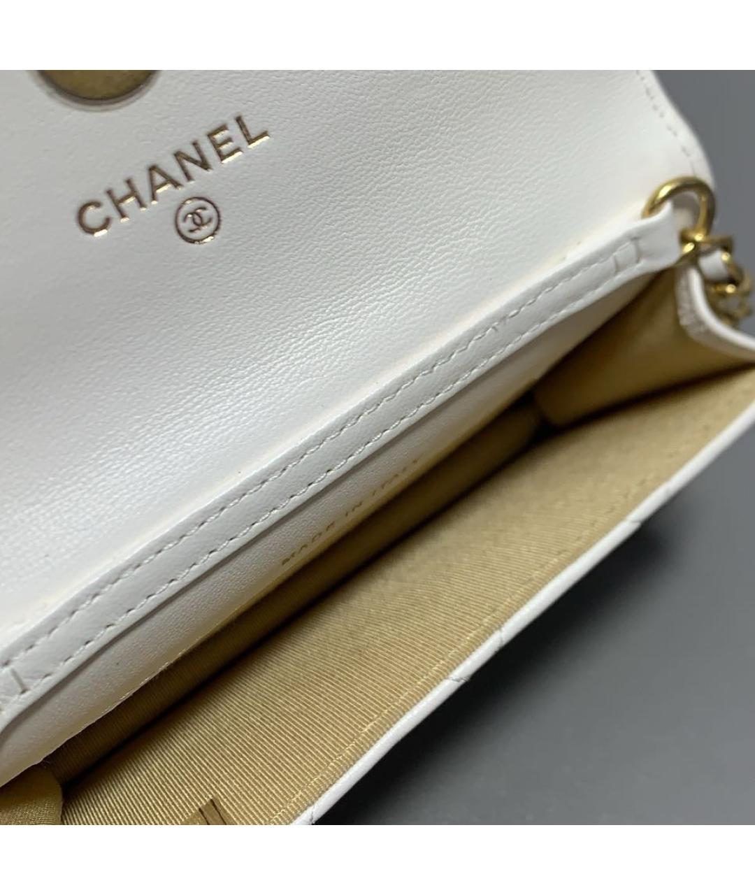 CHANEL Белая кожаная сумка через плечо, фото 7