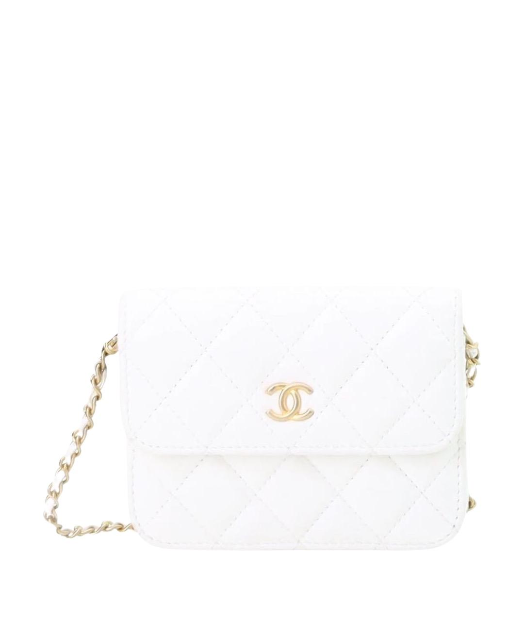 CHANEL Белая кожаная сумка через плечо, фото 1