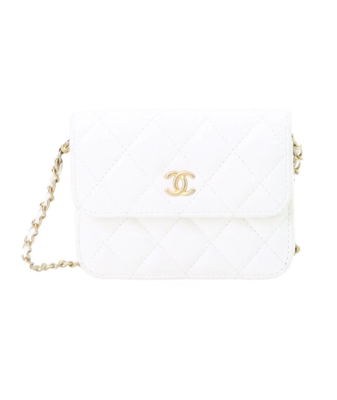 CHANEL Белая кожаная сумка через плечо, фото 9
