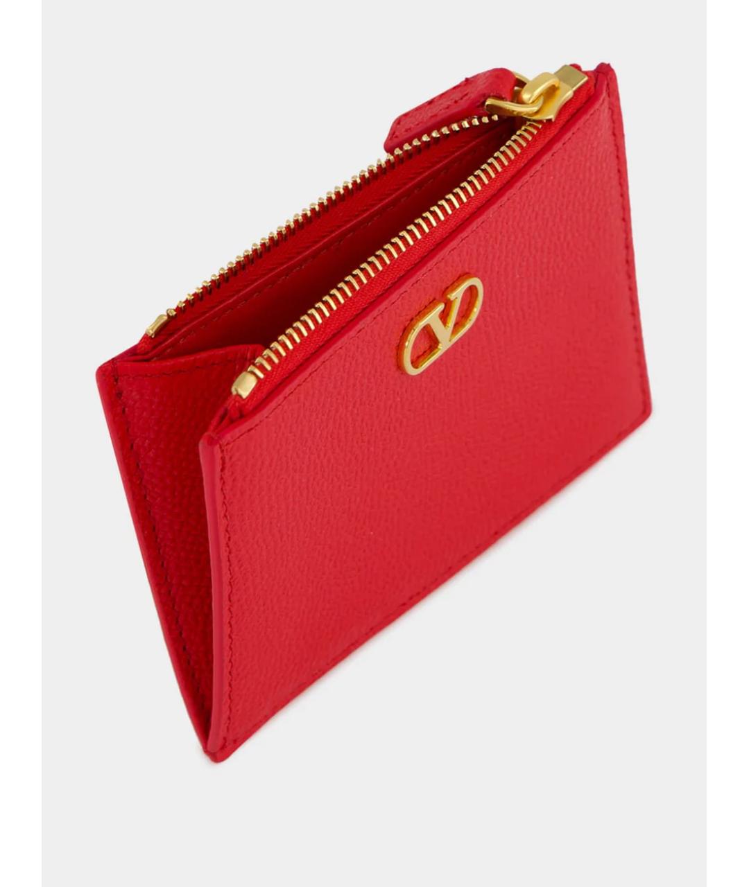 VALENTINO Красный кожаный кардхолдер, фото 2