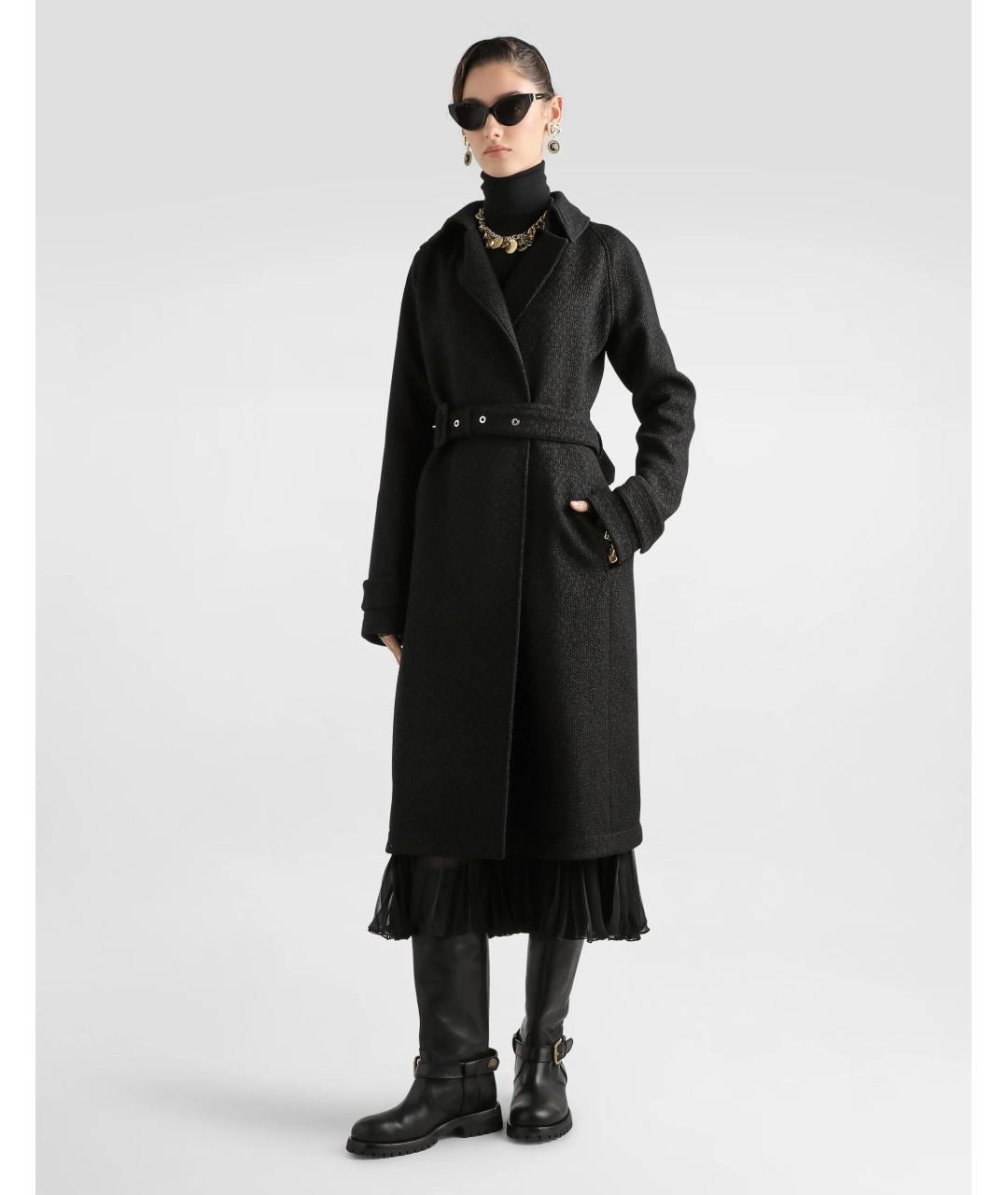 DOLCE&GABBANA Черное шерстяное пальто, фото 2