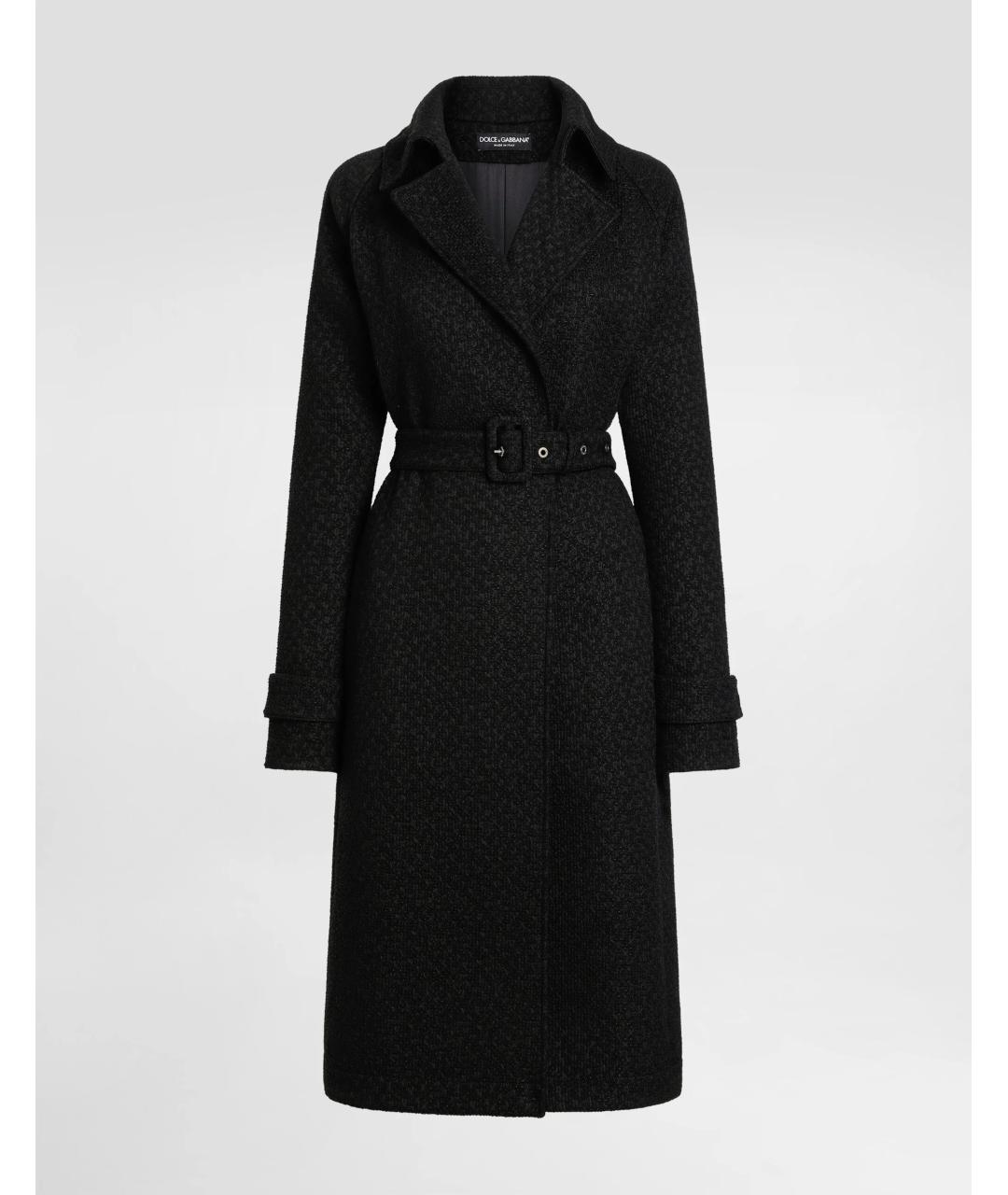 DOLCE&GABBANA Черное шерстяное пальто, фото 6