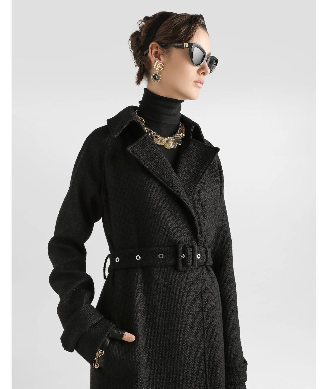 DOLCE&GABBANA Черное шерстяное пальто, фото 4